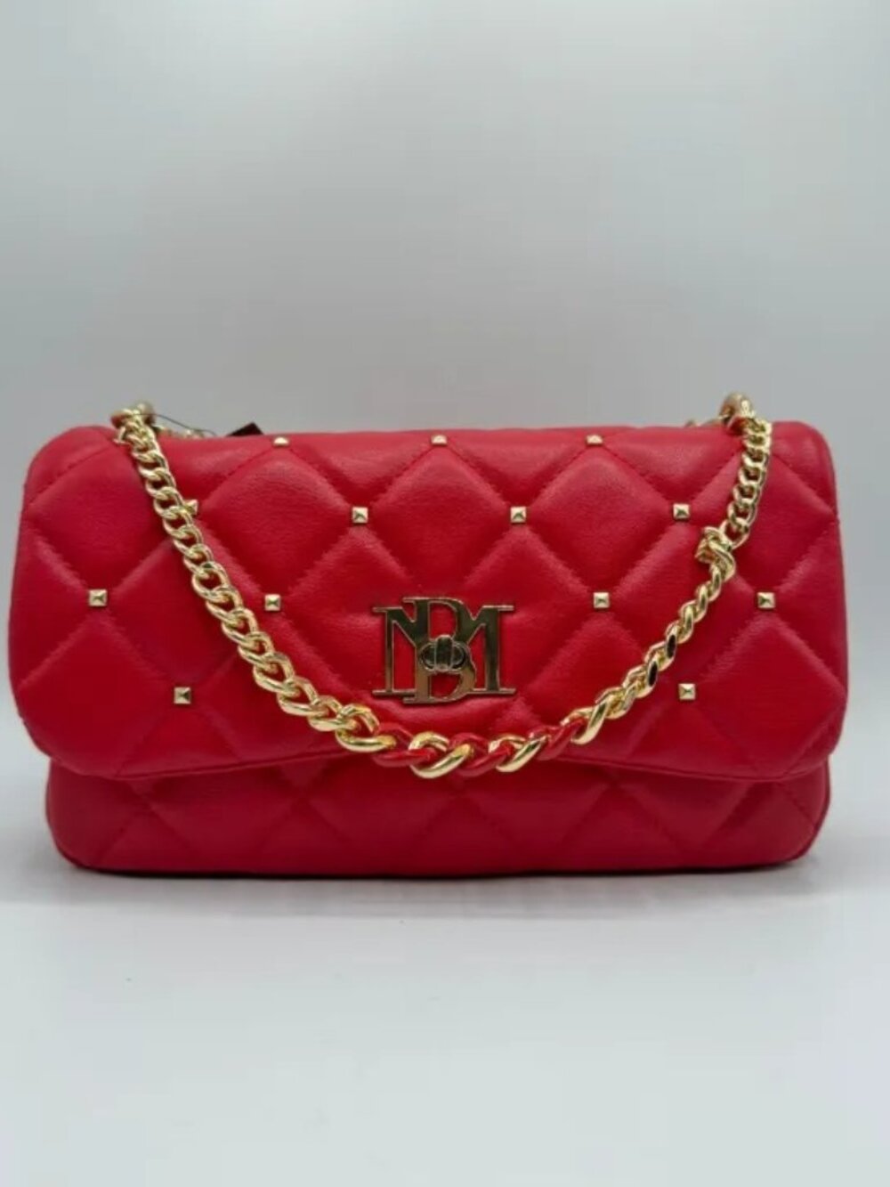 Badgley Mischka Red Quilted Studded Crossbody Bag BM4128 NWT